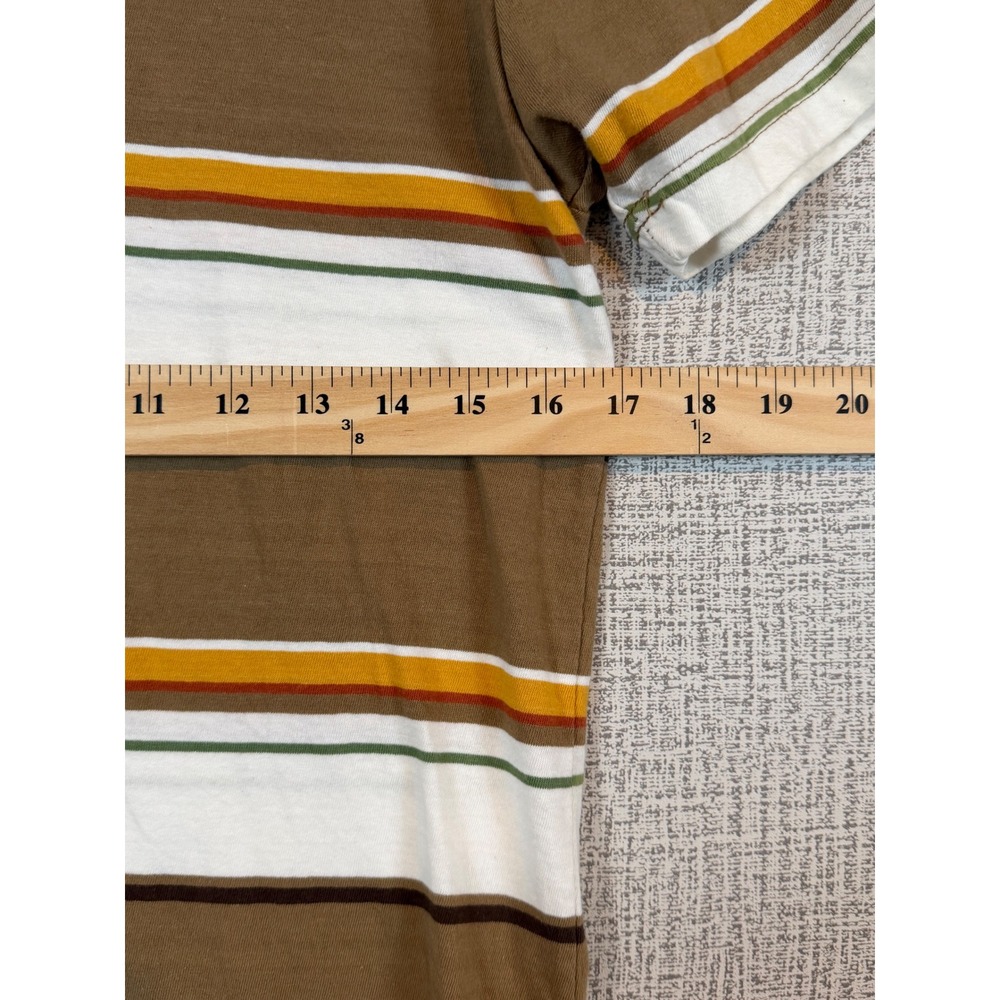 NWT Aeropostale Mens Small Brown Striped Short Sleeve Polo Shirt Retro 70s Prep - Picture 6 of 6